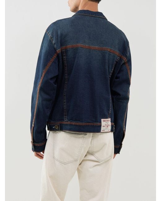 True Religion Blue Super Flatlock Trucker Jacket for men