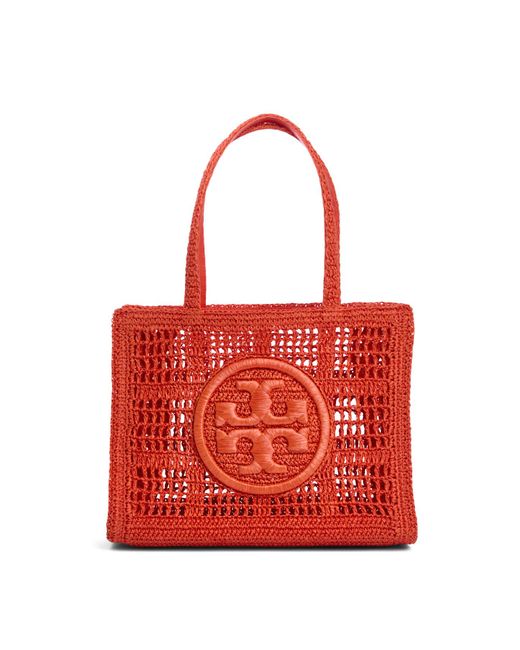 Tory Burch Red Women's Ella Hand-crocheted Small Tote