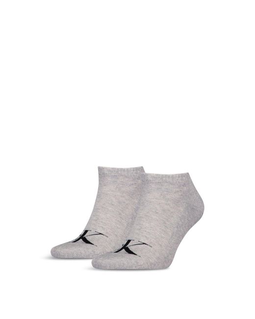 Calvin Klein Gray Monogram Logo Trainer Socks for men