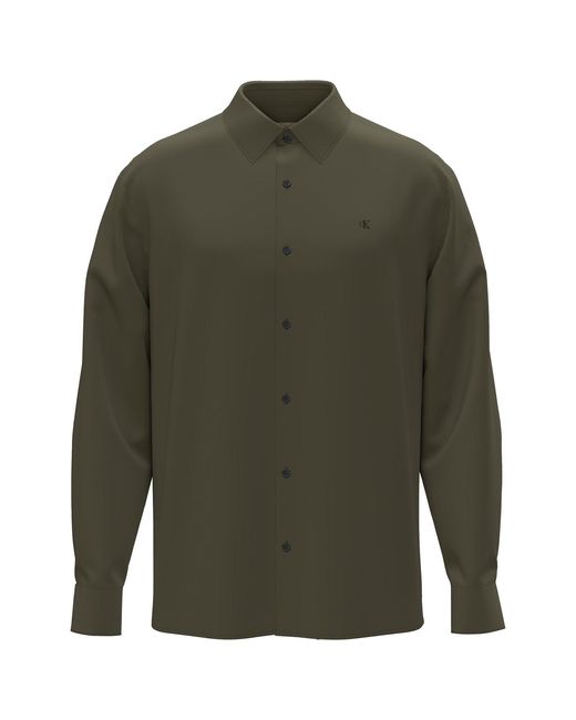 Calvin Klein Green Melange Flannel Relaxed Button-Down Shirt for men