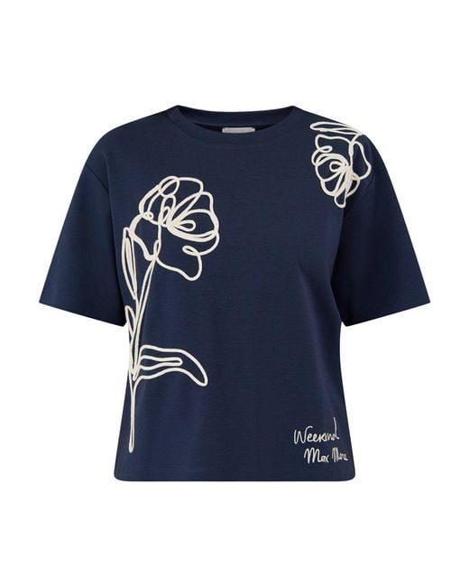 Weekend by Maxmara Blue Sala Embroidered T-Shirt