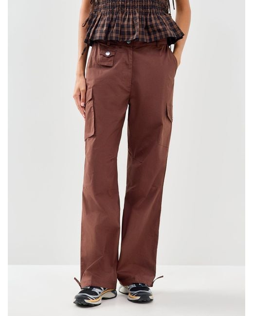 Ganni Red Stretch Pocket Cargo Trousers