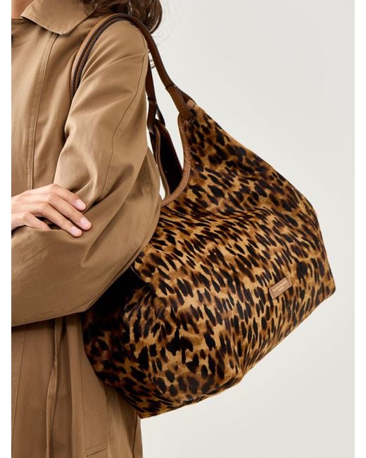 Gianni Chiarini Brown Dua Lynx Large Shoulder Tote Bag Leopard