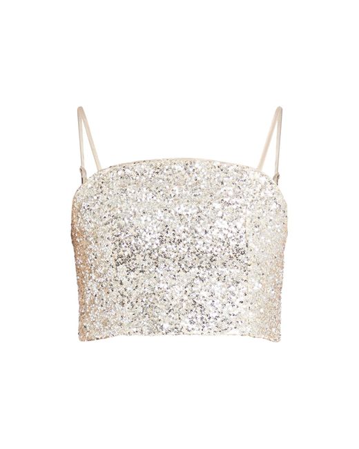 Never Fully Dressed White Women's Sequin Crop Top