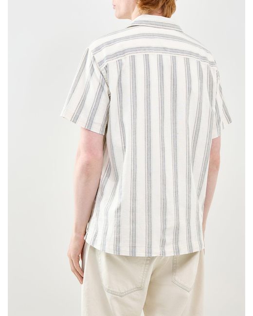 Jack & Jones White Breeze Stripe Short Sleeve Shirt Cream for men