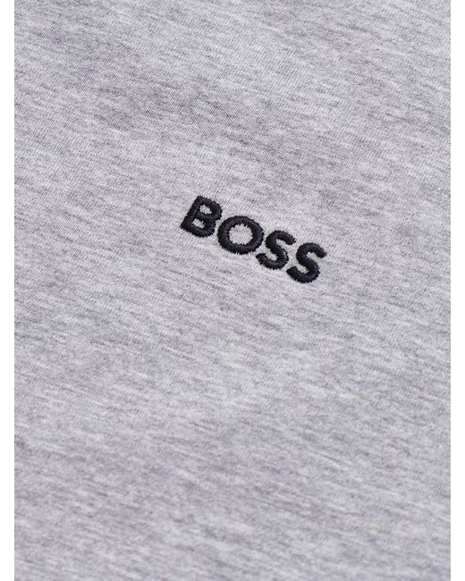 Boss Gray Embroidered Logo Short Sleeve Stretch T Shirt for men