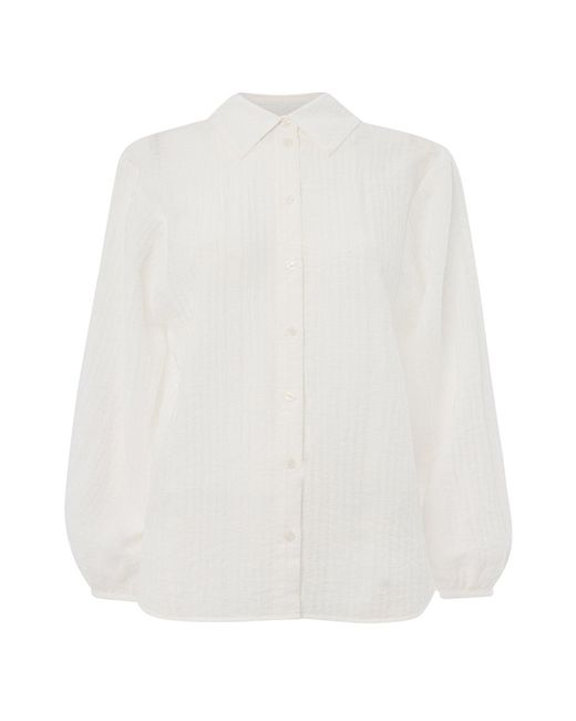 Whistles White Textured Relaxed Shirt
