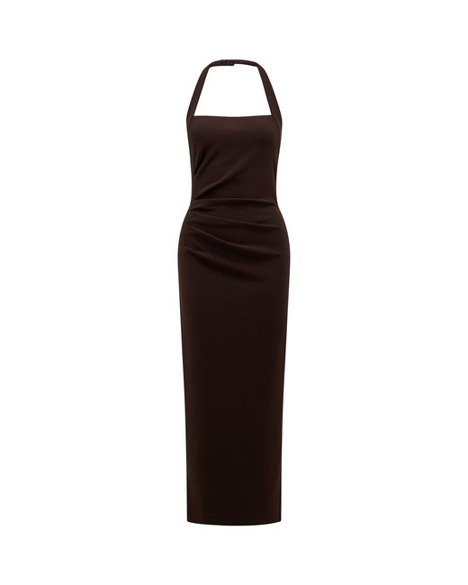 Forever New Brown Georgie Halter Neck Ruched Bodycon Dress
