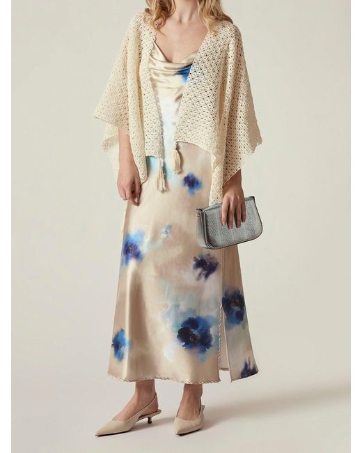 James Lakeland White Textured Lattice Kaftan