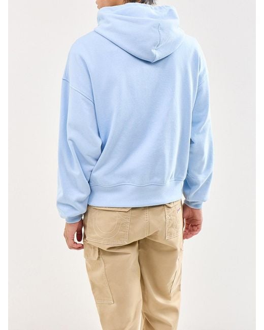 ICECREAM Blue College Applique Running Dog Popover Hoodie for men