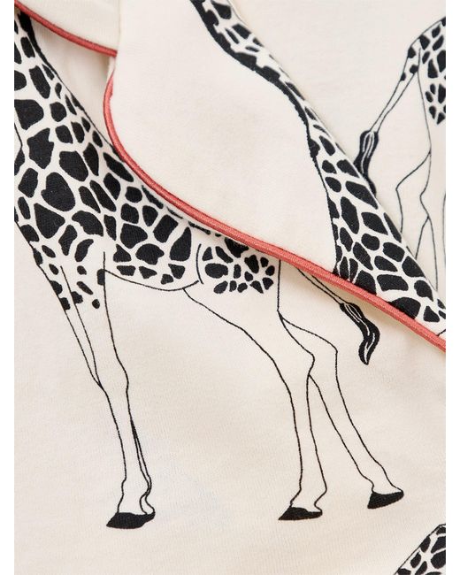 Chelsea Peers White Giraffe Print Button Up Organic Long Set