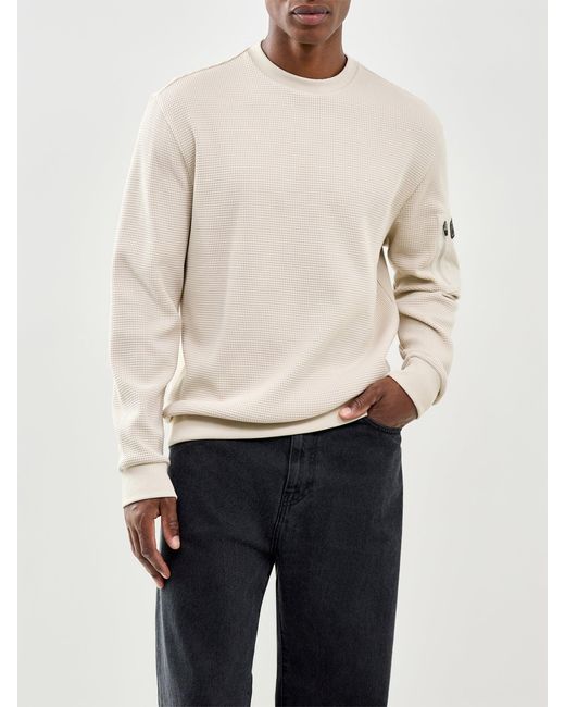 Barbour White Bewley Crew Neck Sweatshirt Cream for men