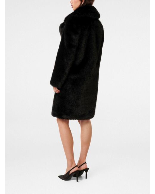 Forever New Black Women's Amina Faux Fur Coat