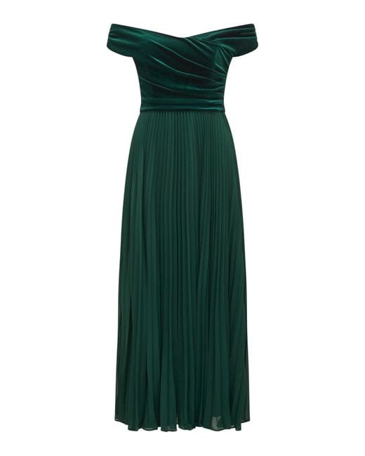 Forever New Green Women's Rebecca Off Shoulder Velvet Gown