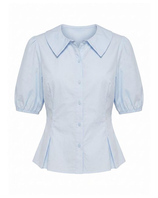 Forever New Blue Gracie Bubble Sleeve Shirt