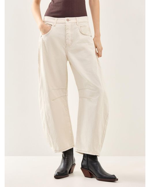 Free People Natural Good Luck Mid Rise Barrel Jeans