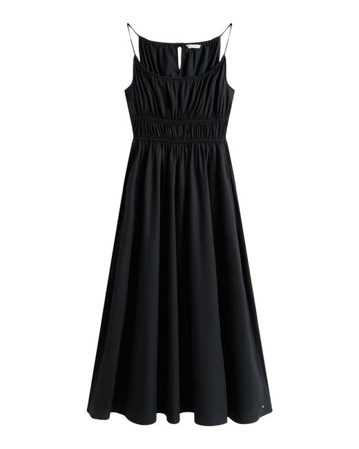 Tommy Hilfiger Black Smock Scoop Neck Maxi Dress