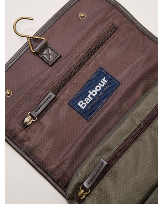 Barbour Black Wax Hanging Washbag for men