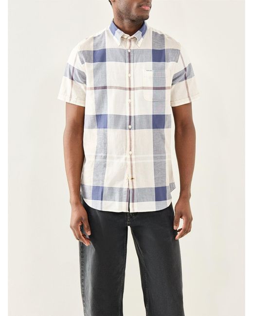 Barbour White Douglas Short Sleeve Tailored Shirt Tartan for men