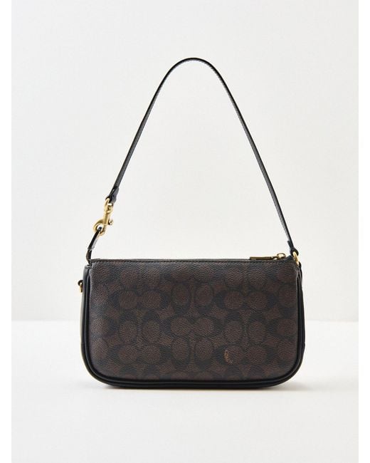 COACH Black Signature Plaza Shoulder Bag