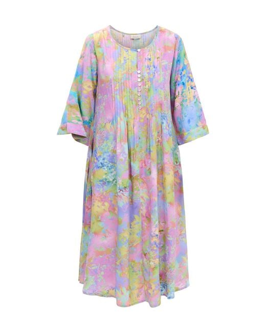 Sahara White Flowering Paradise Pleated Dress