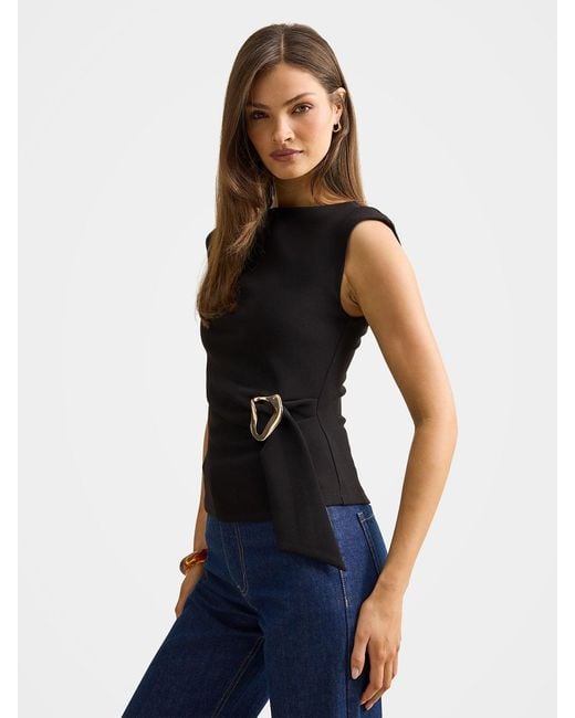 Forever New Black Serena Hardware Detail Blouse