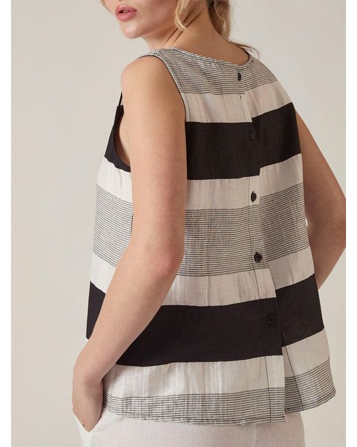James Lakeland Gray Holiday Striped Blend Top