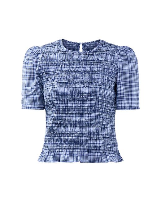 Nobody's Child Blue Nat Shirred Blouse