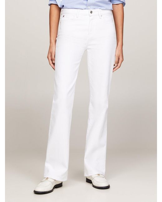 Tommy Hilfiger White Mid-Rise Bootcut Jeans