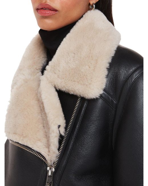Whistles Black Women's Faux Fur Aviator