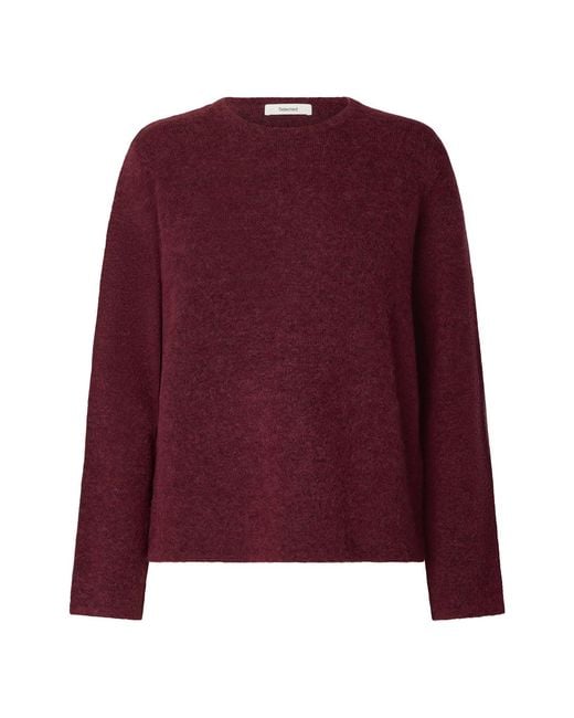 SELECTED Purple Lulu Crew Neck Jumper Burgundy