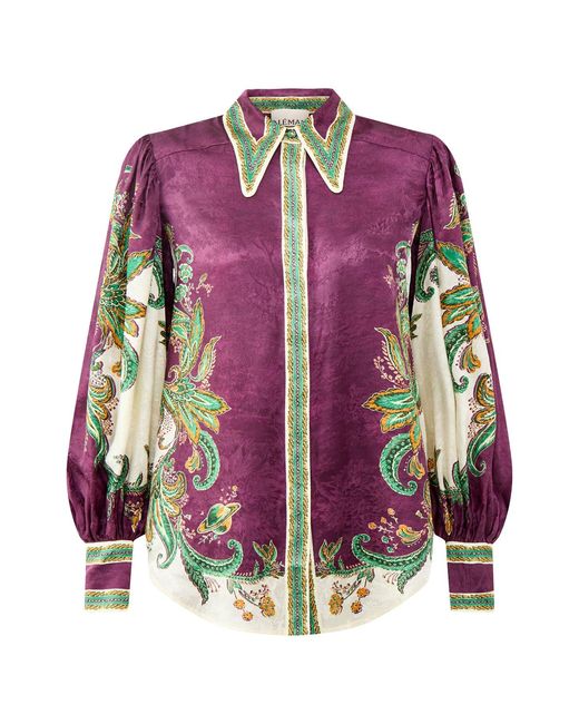 ALÉMAIS Purple Ruthie Silk Blend Shirt, Viscose/Silk