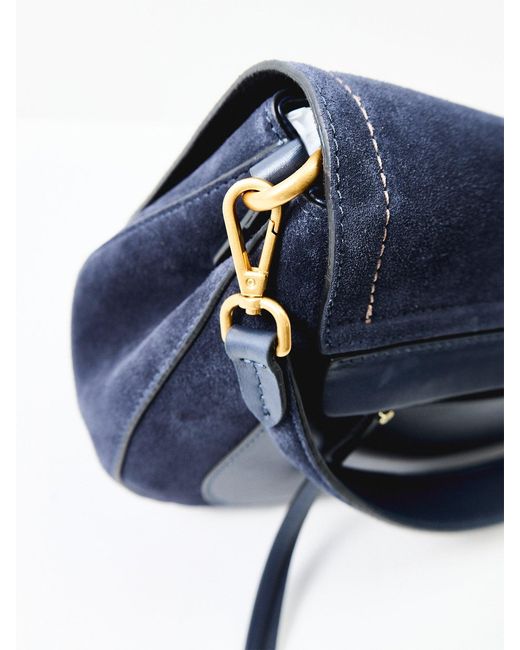 Gianni Chiarini Blue Helena Round Suede Medium Shoulder Bag