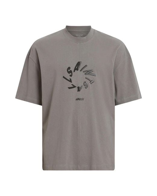 AllSaints Gray Halo Ss Crew for men