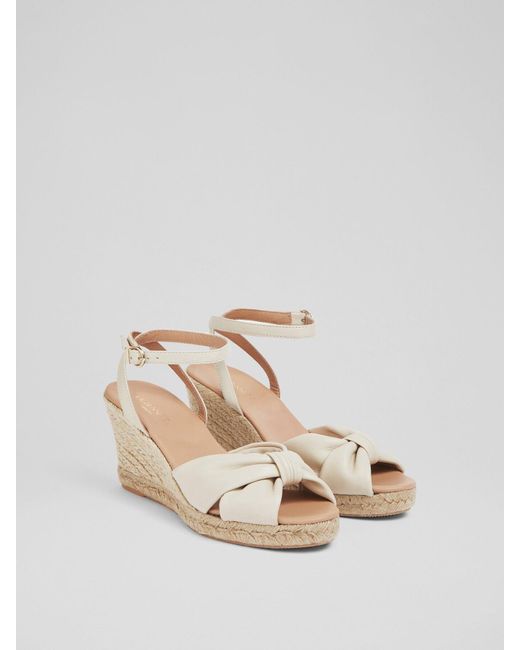 L.K.Bennett White Women's Angela Cream Leather Espadrille Sandals