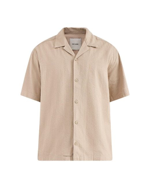 Only & Sons Natural Seersucker Resort Shirt for men