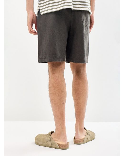 SELECTED Gray Harvey Regular Fit Linen Blend Shorts for men