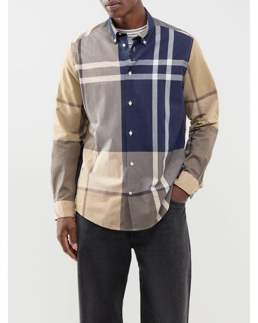 Barbour Blue Oversized Tartan Dunoon Tailored Shirt for men