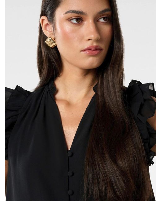 Forever New Black Abigail Ruffle Blouse