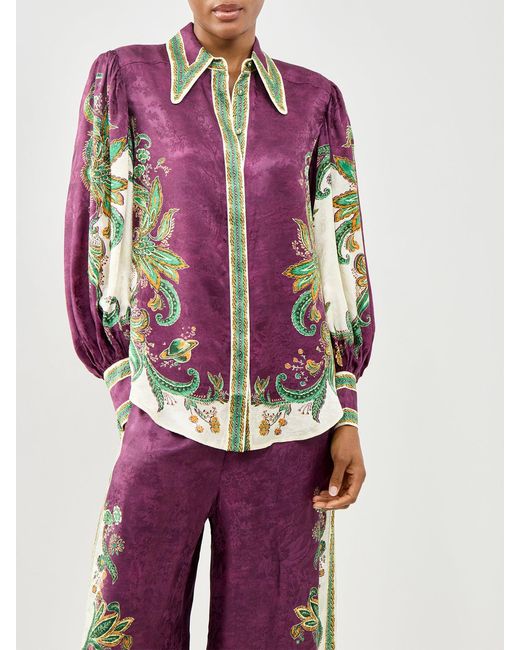 ALÉMAIS Purple Ruthie Silk Blend Shirt, Viscose/Silk