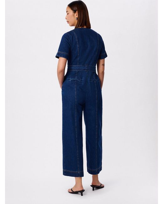 Whistles Blue Button Down Jumpsuit