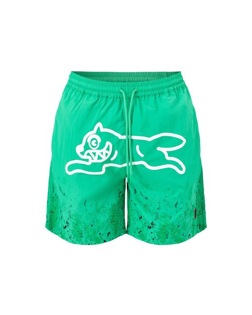 ICECREAM Green Gradient Snakeskin Running Dog Swim Shorts for men
