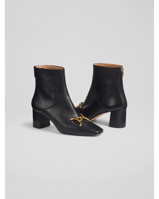 L.K.Bennett White Women's Nadina Leather Snaffle-detail Ankle Boots