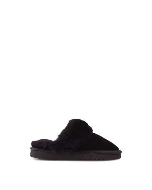Holland Cooper Black Women's Shearling Slippers