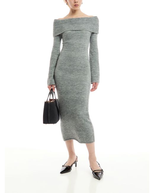 Pretty Lavish Gray Women's Soreya Bardot Soft Knit Dress