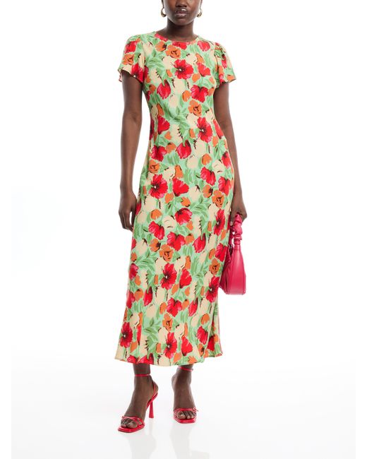 Kitri White Women's Marie Green Garden Floral Maxi Dress