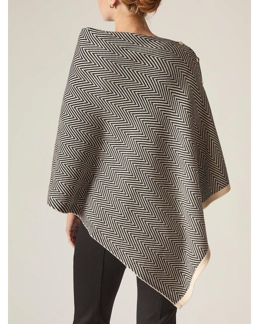 James Lakeland Gray Chevron Button Poncho