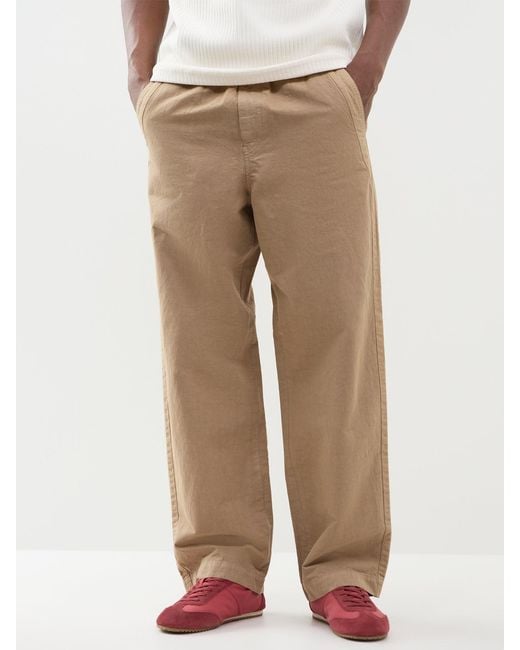 Paul Smith Natural Linen Mix Drawstring Trousers for men