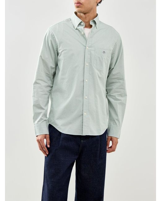 Gant Blue Classic Poplin Gingham Shirt for men