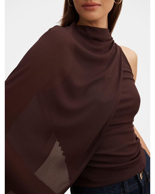 Forever New Brown Rosalind Asymmetrical Cape Top